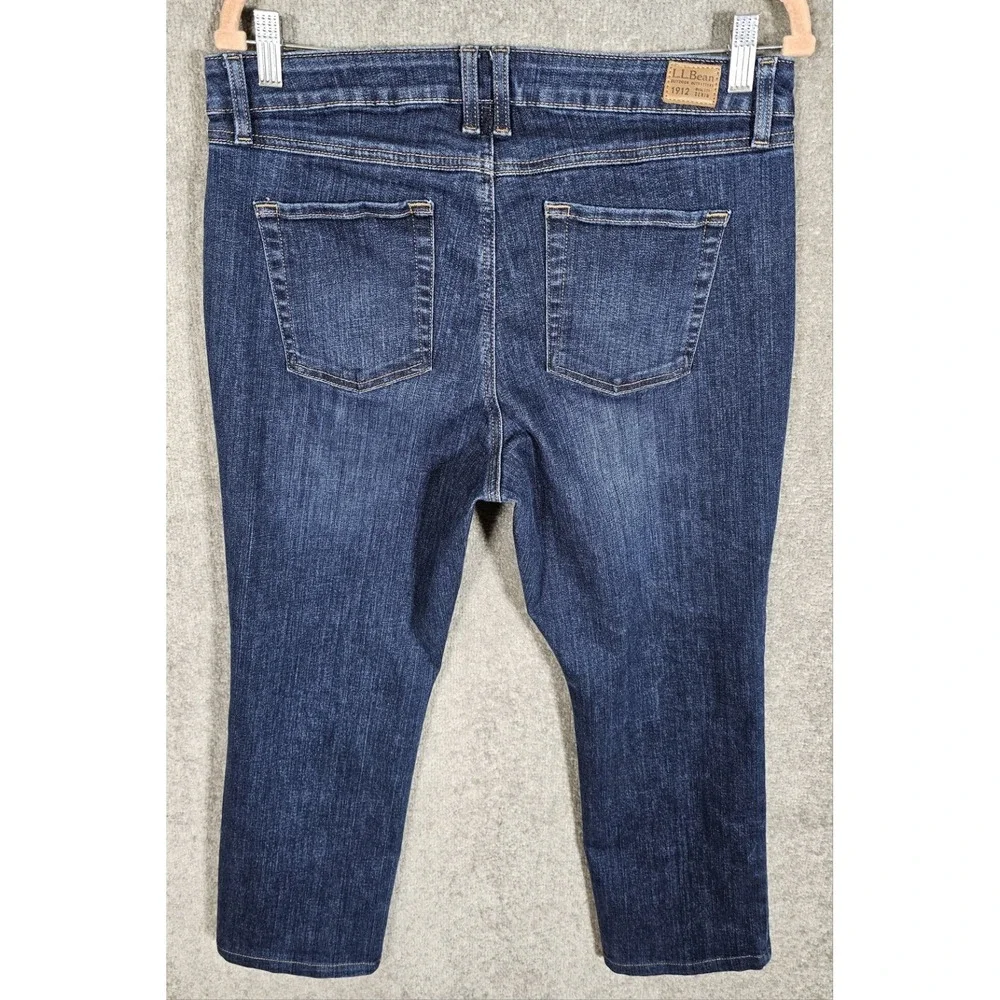 LL‎ Bean Beanflex Straight Leg Favorite Fit Jeans Womens Size 14P Blue Denim